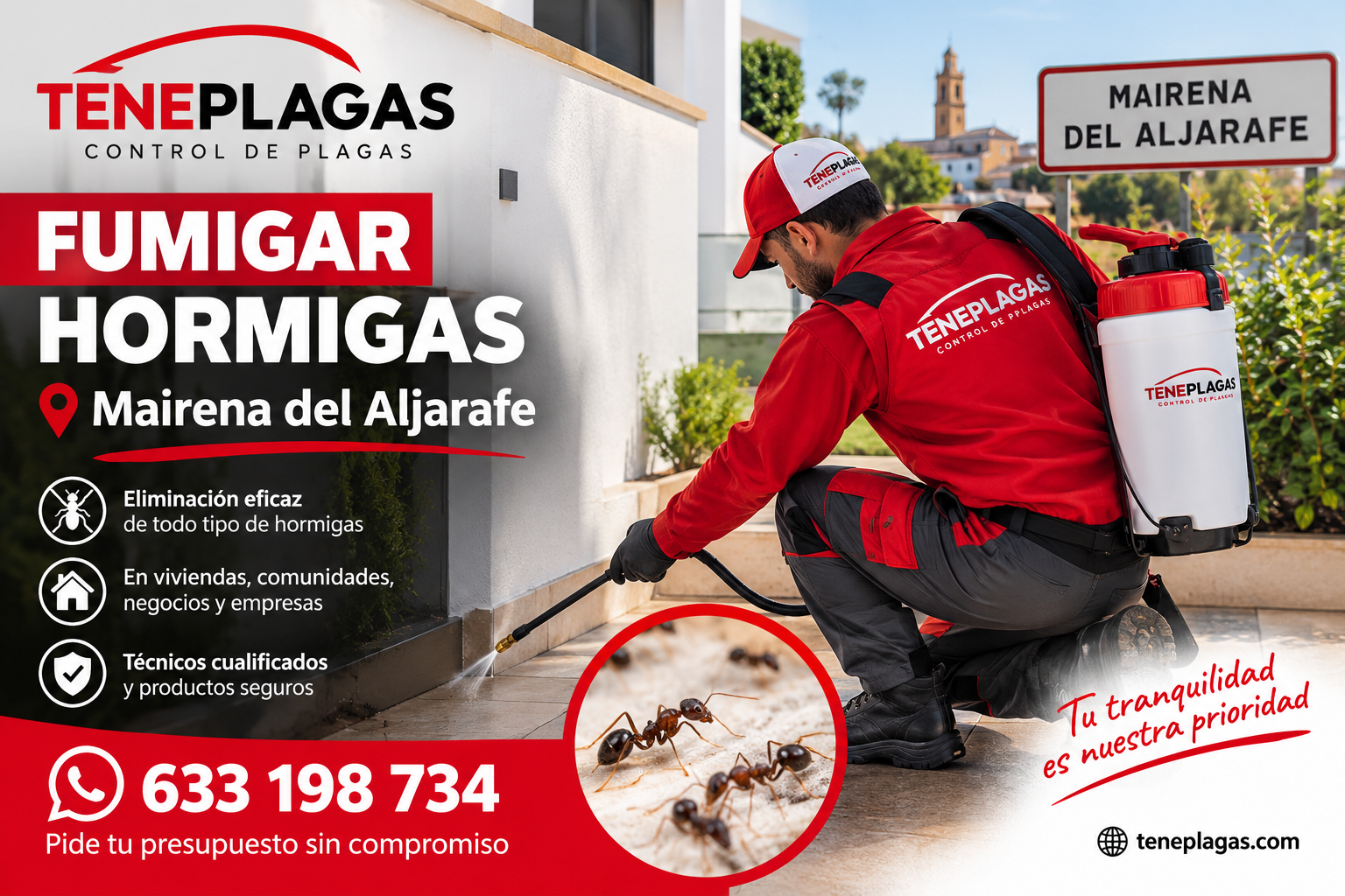 Fumigar hormigas en Mairena del Aljarafe